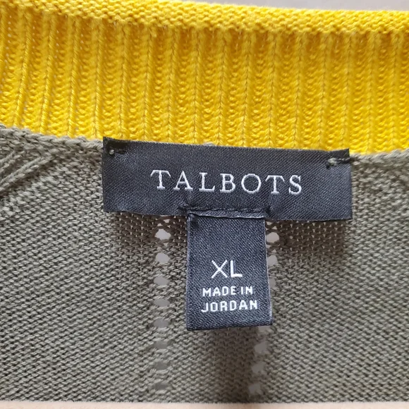 Talbots Grandpa Cardigan Colorblock Button Up Retro 70s - Picture 10 of 13